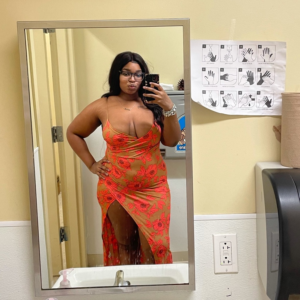 High Slit Maxi Floral Dress